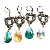 Antique Gold Earrings, Crystal Earrings, Bronze Crystal Earrings, Dangle Crystal Earrings, Victorian Earrings, 